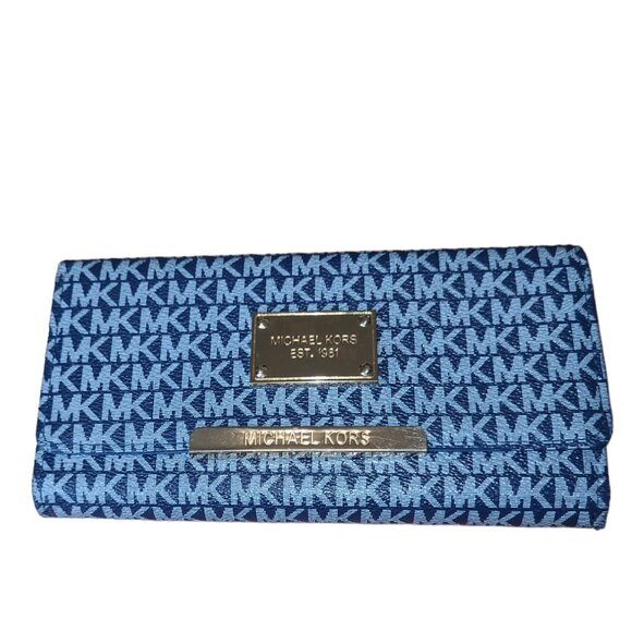 Michael Kors Handbags - Michael Kors Wallet Jet Set Travel Signature Large Trifold Wallet with logo